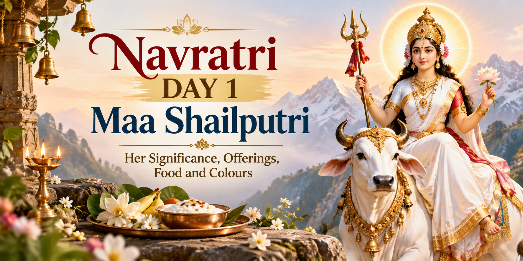 Navratri Day 1 (2026): Maa Shailputri Puja, Significance, Bhog, Food & Colour